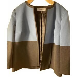Kasper Jacket Women's 4 Gray Brown Colorblock Open Front Career